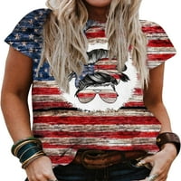Capreze Női hazafias nyári tunika felsők alkalmi Blúzok Nyomtatás póló Rövid ujjú amerikai zászló nyomtatás Tee Stílus