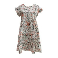 Női nyári Mini ruha Lady fodros Mini a vonal ruha új Virágmintás ruhák alkalmi Legénység nyak Elegáns pillangó Rövid