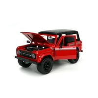 Csak teherautók 1: Ford Bronco öntött autó Piros Fekete Felső gumiabroncs Rack játék járművek