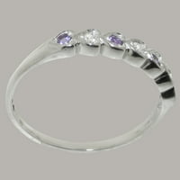 Brit gyártmányú ezüst természetes gyémánt & Ametiszt Női ígéret gyűrű - méret opciók-Méret 9.5