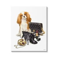 Stupell Industries Chick Black Fashion kiegészítők elegáns glam kutya vászon, Wall Art, 20, design, Ziwei Li