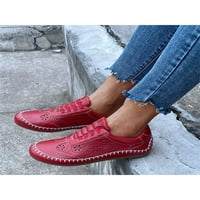 Daeful Női alkalmi cipő kivágott lakások Csúszásmentes cipők kényelmes csúszás a Sétacipőn női Retro piros 7