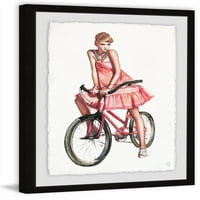 Kerékpár Hölgy Keretes Festmény Nyomtatás