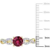 A Miabella női CT CT létrehozott Ruby CT Diamond 10KT Sárga Gold Infinity Twist Anniversary Ring