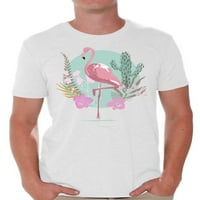 Kínos stílusok rózsaszín virágos flamingó póló férfiaknak Nyári Férfi ingek rózsaszín flamingó ruhák férfiaknak flamingó