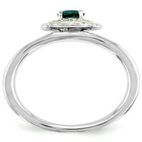 Sterling ezüst & 14k létrehozott smaragd gyűrű
