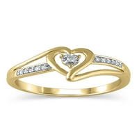 Gyémánt akcentus tartsa meg a kezemet a gyémánt szív ígéret gyűrű 10 kt sárga aranyban, 5. méret