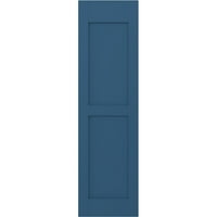 Ekena Millwork 15 W 46 H Americraft Két egyenlő sík panelek külső valódi fa redőnyök, Logourn Blue