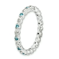Ezüst Kék Topáz & Gyémánt Gyűrű