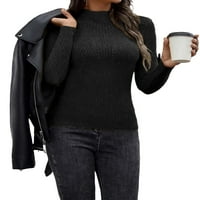 Elegáns sima állvány gallér ujjú Fekete Pulóverek hosszú női pulóverek