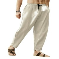 Glonme Közép derekú nadrág férfi szabadidős nyári nadrág felszerelt hárem nadrág sárgabarack M