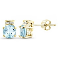 JewelersClub Carat T.G.W. Sky Blue Topaz és fehér gyémánt akcentus 14K arany ezüst fülbevalók felett