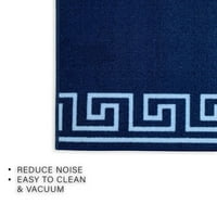 Runner szőnyeg folyosón görög Key Print Design Kék fehér színű vagy széles a hossza választás Csúszásmentes gumi Hátlap
