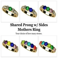 Nana megosztott prong w oldalsó kő anyák napi gyűrű 1- kő 10k sárga arany nők méretű