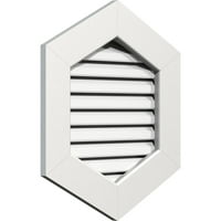 Ekena Millwork 24 W 28 H függőleges csúcsos gable szellőzőnyílás: Funkcionális, PVC Gable Vent W 1 4 lapos burkolat