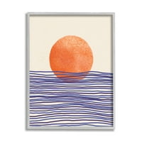 Stupell kortárs tengeri táj napsütés absztrakt festmény szürke keretes művészeti nyomtatási fal művészet