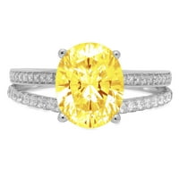 3.28 ct ovális vágott sárga szimulált gyémánt 18K fehér arany évforduló eljegyzési gyűrű mérete 8