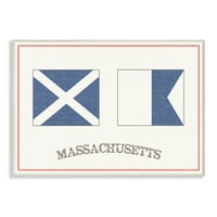 A Stupell Lakberendezési gyűjtemény piros és kék tengeri zászlók Massachusetts Túlméretezett fal plakett Art, 12. 0.