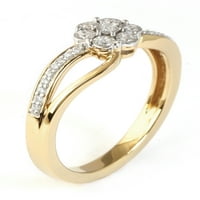 Császári sárga aranyozott sterling ezüst 1 10ct tw gyémánt virágcsökkentő divat gyűrű