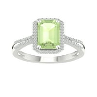 Imperial drágakő 10K fehérarany smaragd vágás zöld ametiszt ct tw gyémánt halo női gyűrű