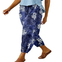 Abtel női fenék Magas derék hárem nadrág Boho vágott nadrág Női laza Fit Beach nadrág Kék XL