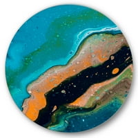 Designart 'Absztrakt márványkompozíció narancssárga és kék II. Modern körfém fali művészet - 36 lemez