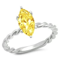 2ct Marquise vágott sárga szimulált gyémánt 14K fehér arany gravírozás nyilatkozat évforduló eljegyzés esküvői Pasziánsz