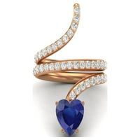 Szív alakú Wrap Bypass gyűrű természetes kék CZ ezüst Rózsa Vermeil Női Gyűrűk