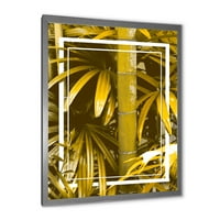 Designart 'Trópusi levelek és sárga bambusz' trópusi keretes művészet