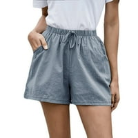 Női Lounge rövidnadrág egyenes széles lábú rövid nadrág nyári alkalmi laza rövidnadrág Női Pamut vászon szilárd rövidnadrág