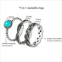 Mishuowoti három vintage gyűrűk türkiz gyűrűk a nők számára