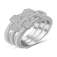 JewelersClub egymásra rakható gyémántgyűrűk nőknek - karátfehér gyémánt gyűrű ékszerek - 0. Sterling ezüst egymásra