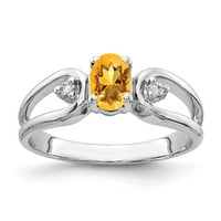 Szilárd 14K fehér arany 6x ovális citrin sárga November drágakő gyémánt eljegyzési gyűrű mérete
