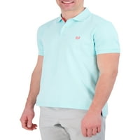 Chaps férfi klasszikus illeszkedés rövid ujjú pamut szilárd reteszelő mez póló s-2xl