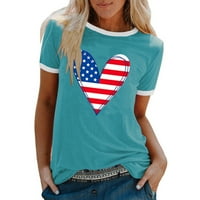 Amerikai zászló szív felső Női július 4 hazafias ing divatos Laza illesztés tunika pólók grafikus USA Függetlenség