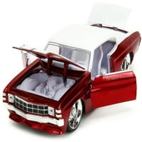 Chevrolet Chevelle SS Candy Red W fehér Felső, Fehér csíkok & fehér belső Bigtime Muscle öntött modell autó Jada