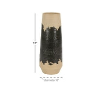 DecMode 17 Fekete porcelán váza Terrakotta részletekkel