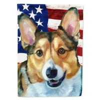 Carolines kincsek LH9546CHF Corgi USA hazafias amerikai zászló zászló vászon ház mérete, ház mérete, Többszínű