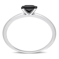 Carat T.W. Fekete gyémánt 14 kt fehér arany négyzet alakú fekete ródiummal borított pasziánsz eljegyzési gyűrű