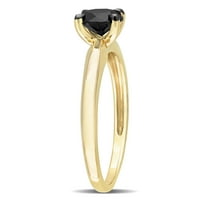 Miabella Női karátos T. W. fekete gyémánt 10kt sárga arany pasziánsz eljegyzési gyűrű