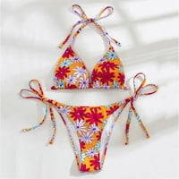 Női Két Fürdőruha Fürdőruha Virágmintás String Háromszög Bikini Szett Fürdőruhák Nőknek