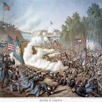 Korinthoszi Csata, 1862. Nbattle Of Corinth, Mississippi, 3-Október 1862. Litográfia, 1891, Készítette Kurz & Allison.