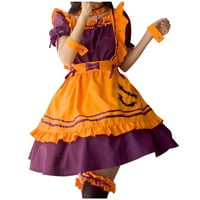 Hvyesh nők plusz méretű narancssárga Gótikus Lolita ruha aranyos A-Line Rufffle Rövid ujjú többrétegű Jelmez Bowknots,