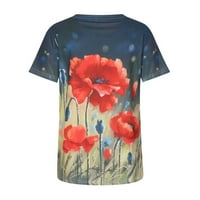 SMihono Clearance tunika pólók női nyári alkalmi kényelmes grafikus Divat Női blúz felsők laza Fit Virágmintás Legénység
