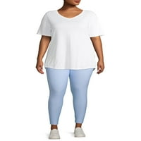 Terra & Sky Women's Plus Size Essential mindennapi V-nyakú póló, csomag