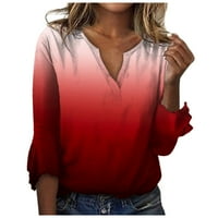 Divat ajánlatok Női Alkalmi V-nyakú pólók ujjú felsők rövid ujjú laza blúzok edzés póló felsők Piros, XXL