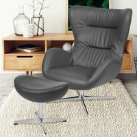 Flash bútor Szürke LeatherSoft forgószárny szék és oszmán szett