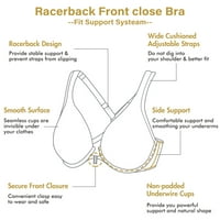 Női Racerback elülső bezárása Plusz méretű varrat nélküli Comfort Underwire melltartó