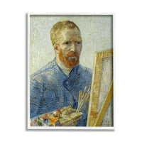 Stupell Industries Zeegezicht als Schilder Van Gogh festmény önarckép festés Festés Fehér keretes művészet nyomtatott