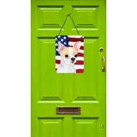Caroline kincsei SS4230DS USA amerikai zászló Chihuahua falra vagy ajtóra lógó nyomatokkal, 12x16, Többszínű